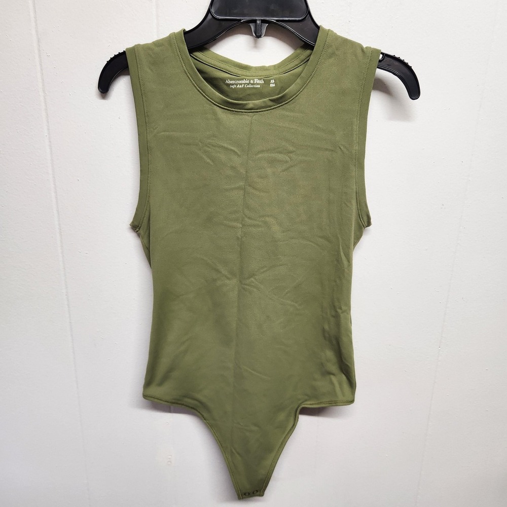 Abercrombie & Fitch Bodysuit Womens XS Green Soft A&F Sleeveless Snap Closure